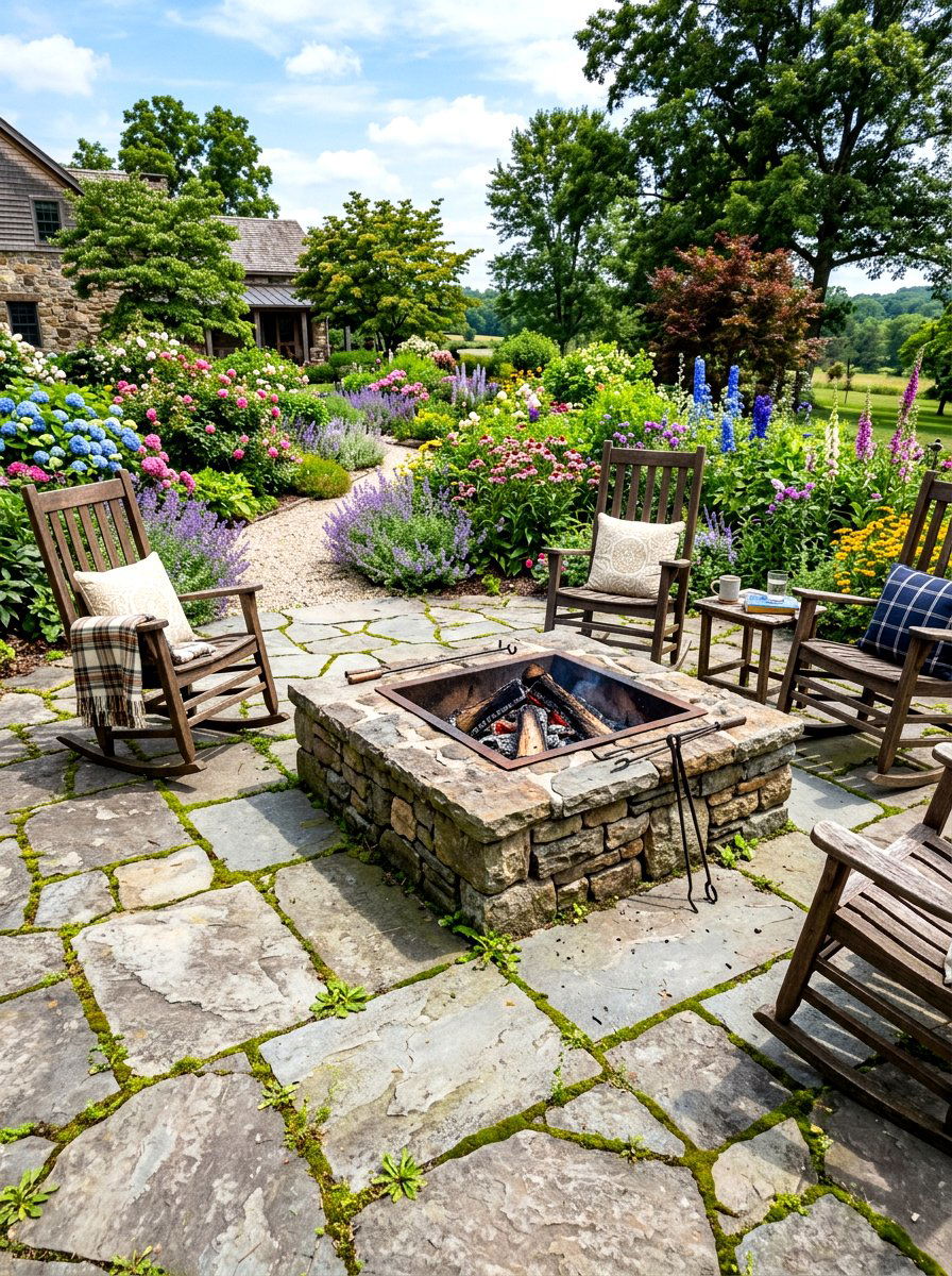 Flagstone Fire Pit Patio - 30 square fire pit ideas