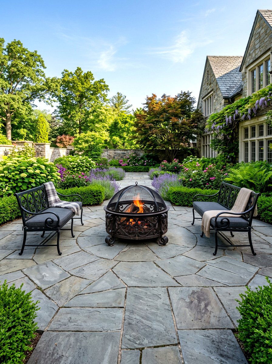 Flagstone Fire Pit Patio - 30 fire pit landscaping ideas