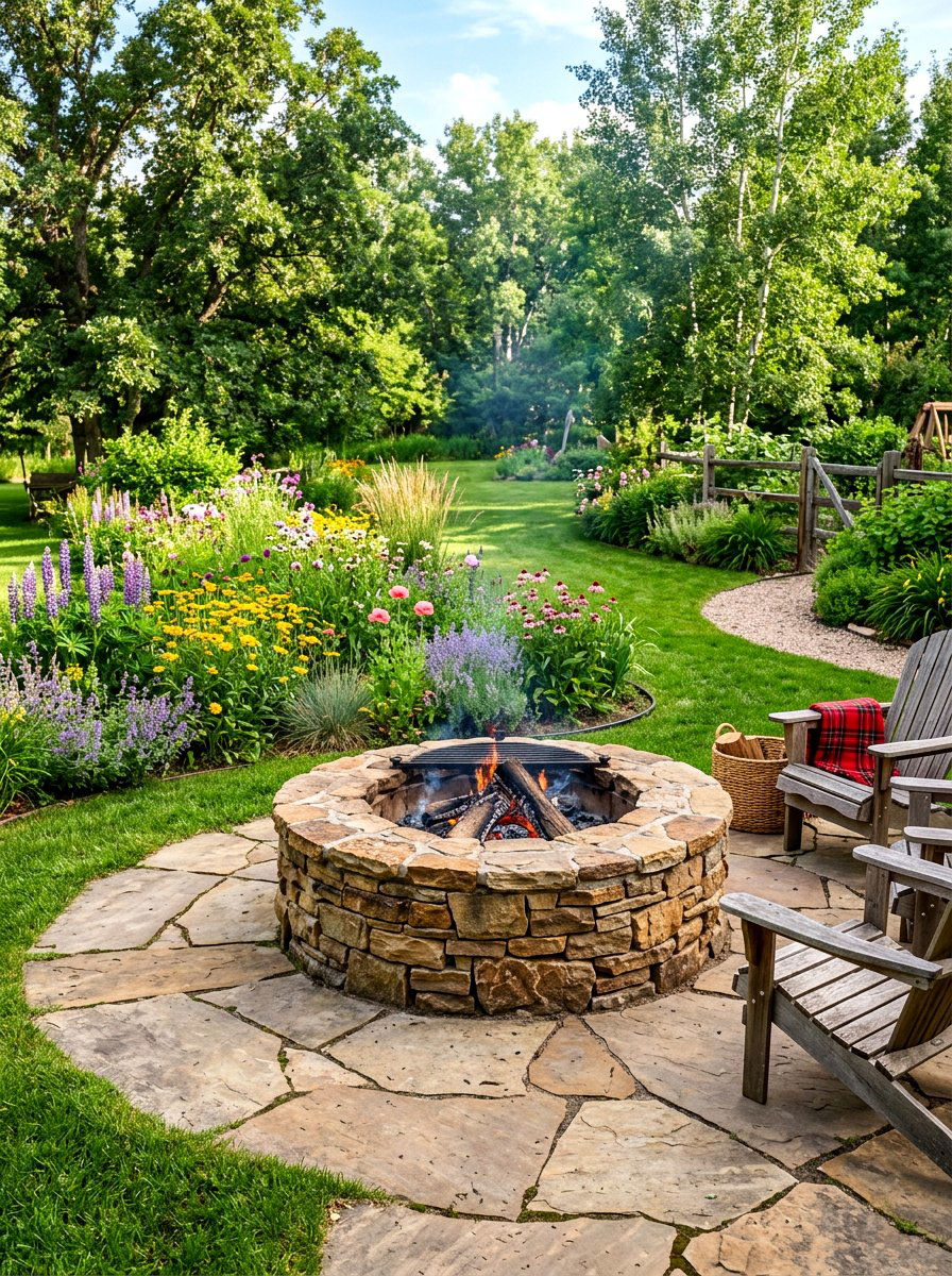 Flagstone Fire Pit - 30 backyard fire pit ideas