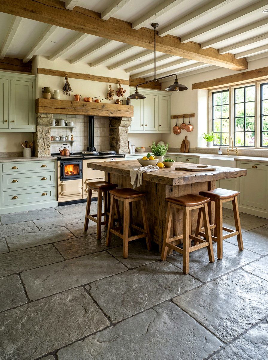 Flagstone Floor Kitchen - 30 heritage kitchen decor ideas