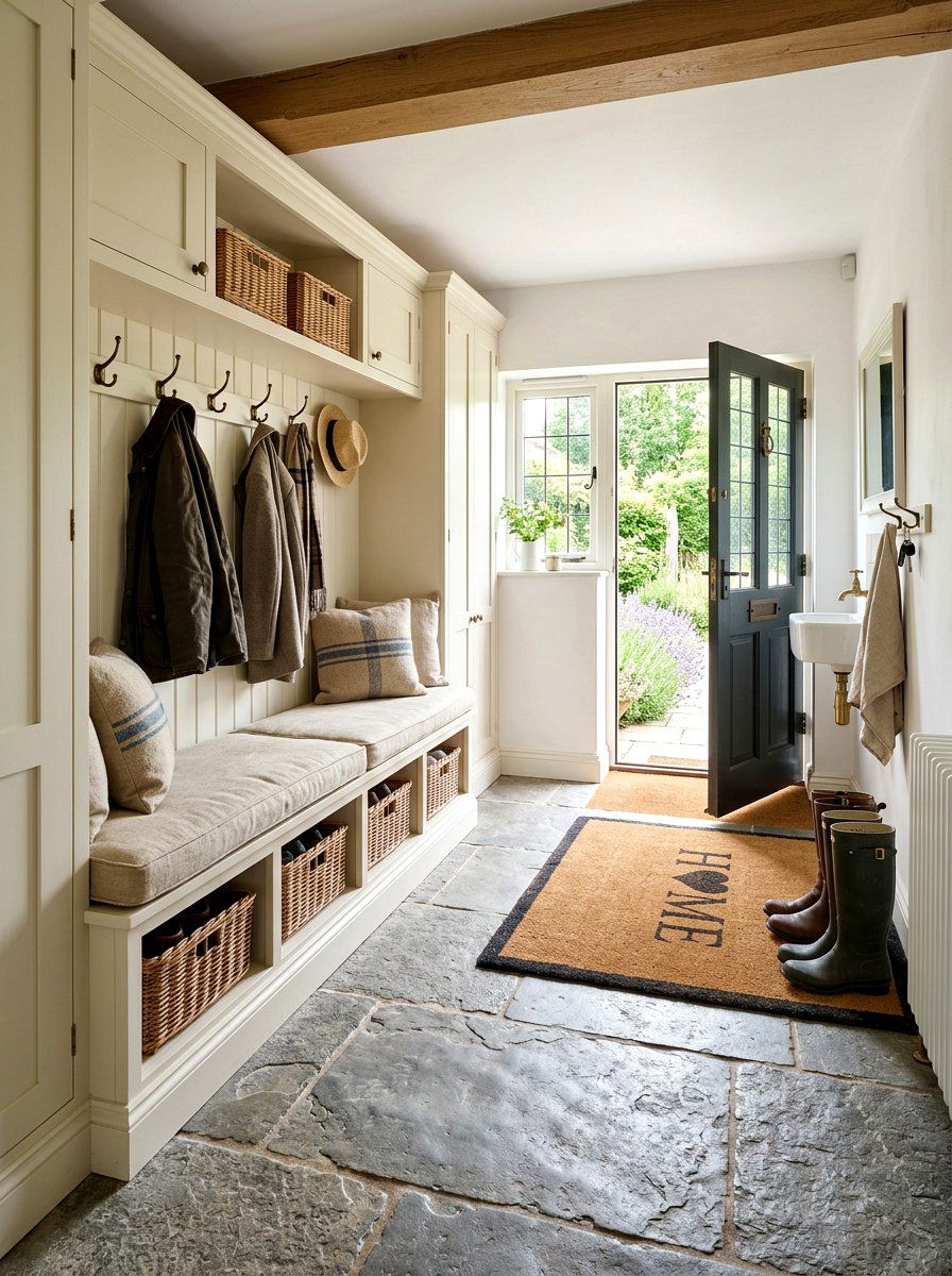 Flagstone Floor Mudroom - 30 English mudroom ideas