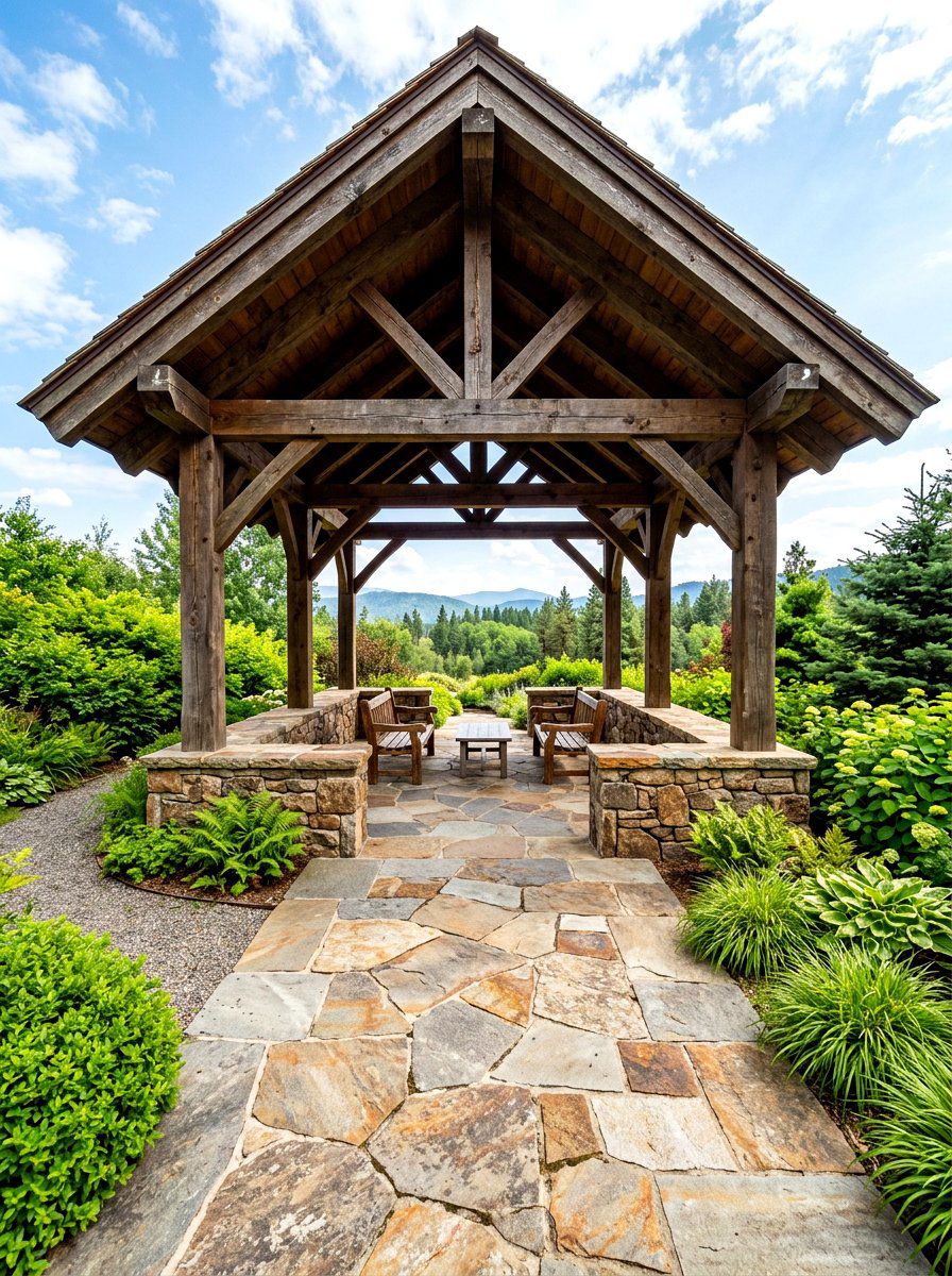 Flagstone Floor Pavilion - 30 rustic pavilion ideas