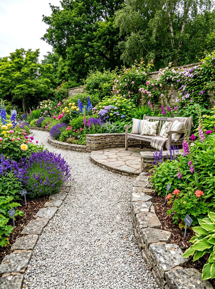 Flagstone Garden Border With Seating - 30 seat wall ideas