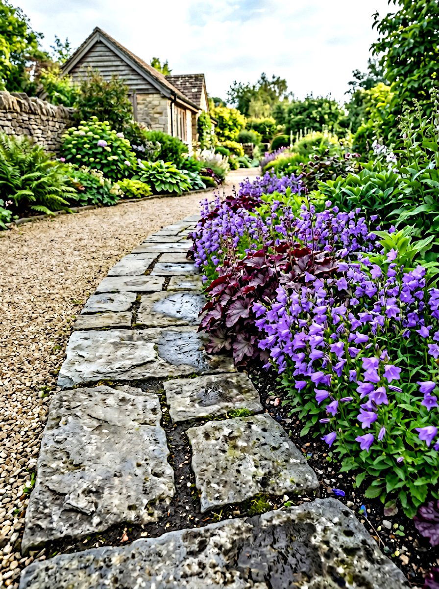 Flagstone Garden Path Border - 30 front yard border ideas