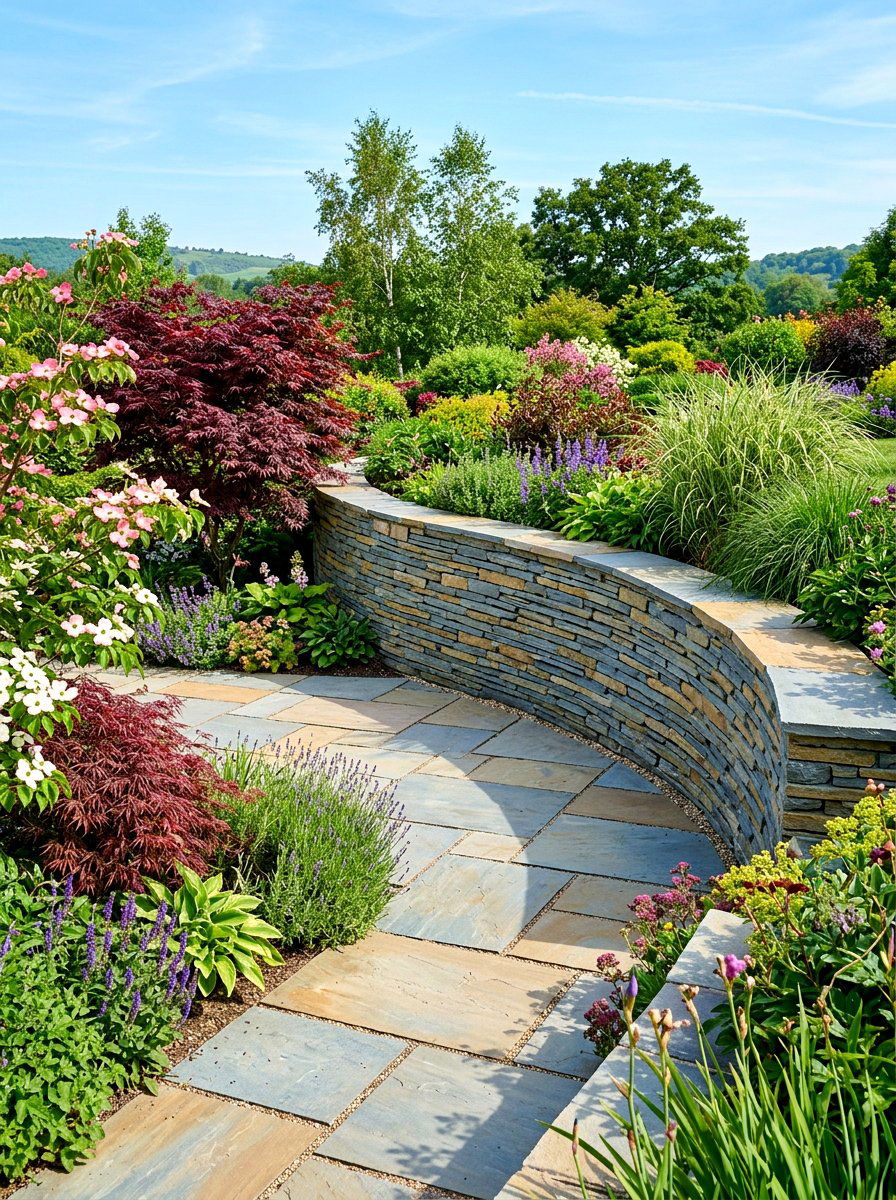 Flagstone Garden Wall - 30 retaining wall garden ideas