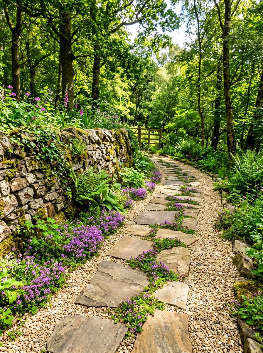 Flagstone Gravel Path - 30 gravel courtyard ideas