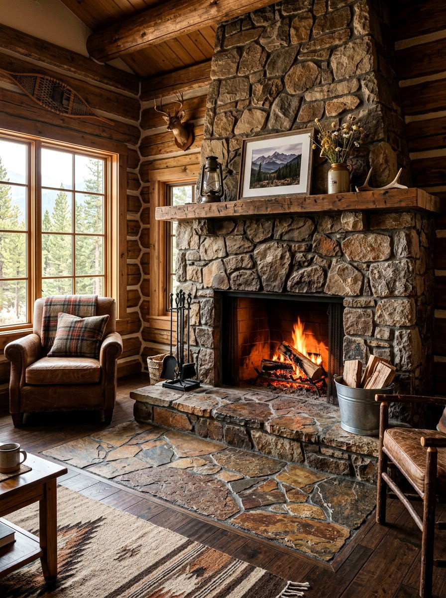 Flagstone Hearth - 30 fireplace hearth ideas