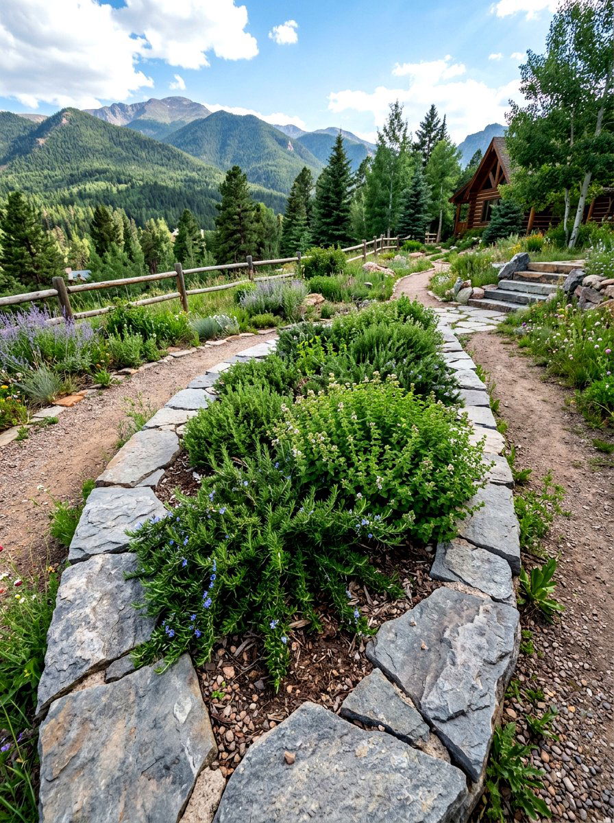 Flagstone Herb Border - 30 herb border garden ideas