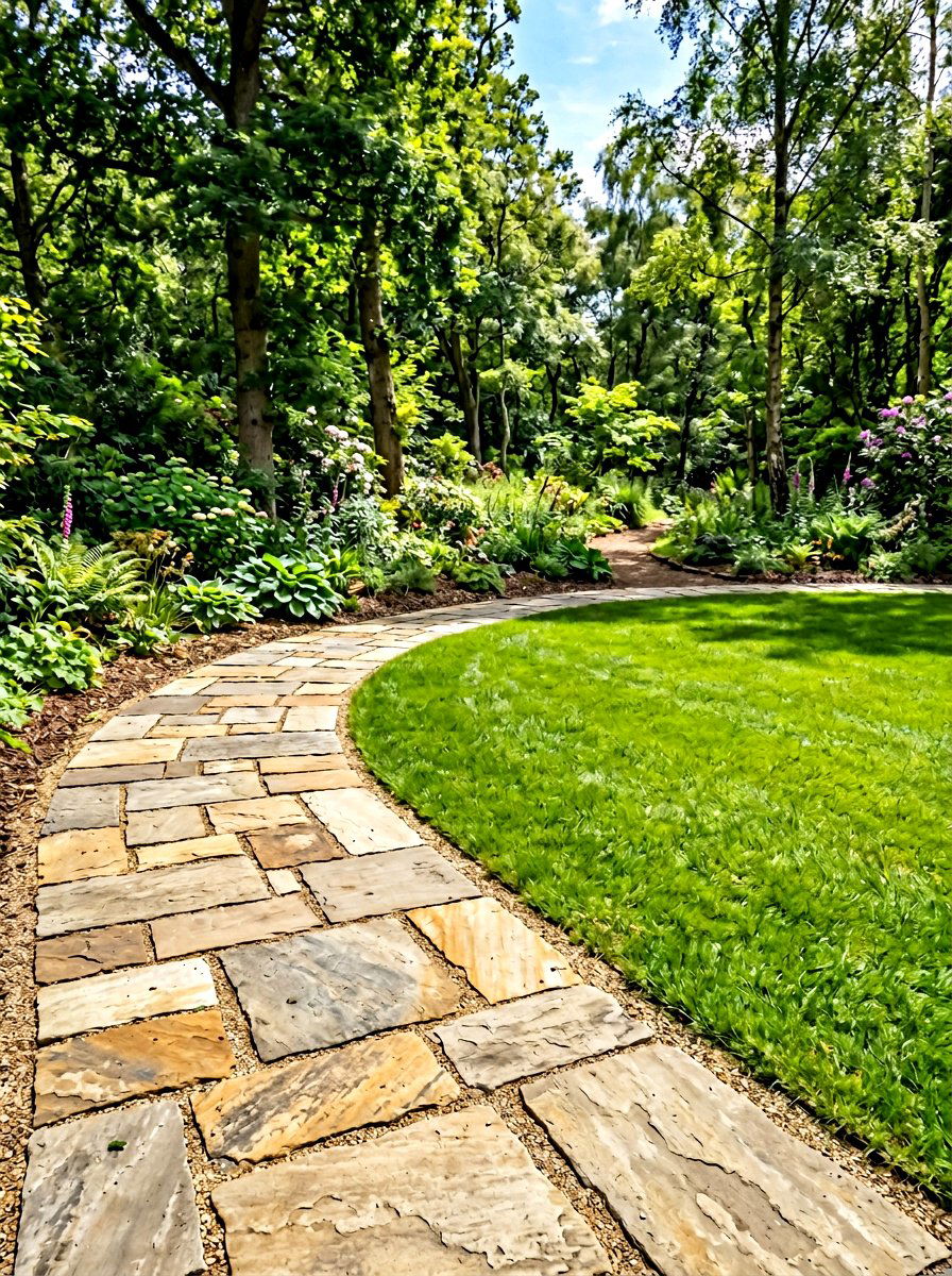 Flagstone Lawn Edge - 30 mow strip ideas