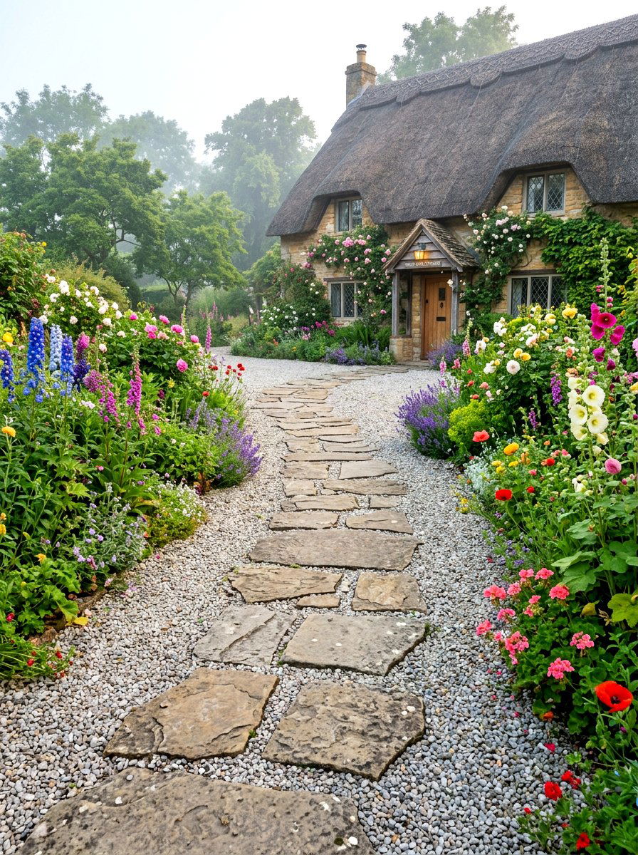Flagstone Path Driveway - 30 gravel driveway ideas
