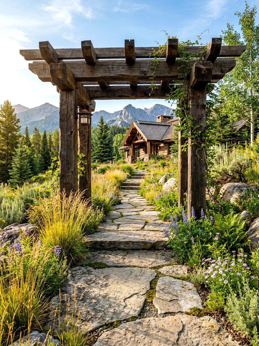 Flagstone Path Entry - 30 arbor walkway ideas