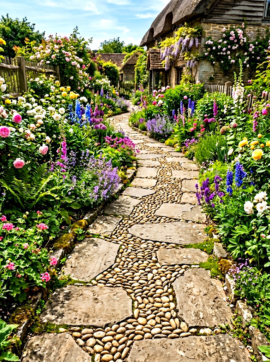 Flagstone Path Infill - 30 river rock landscaping ideas