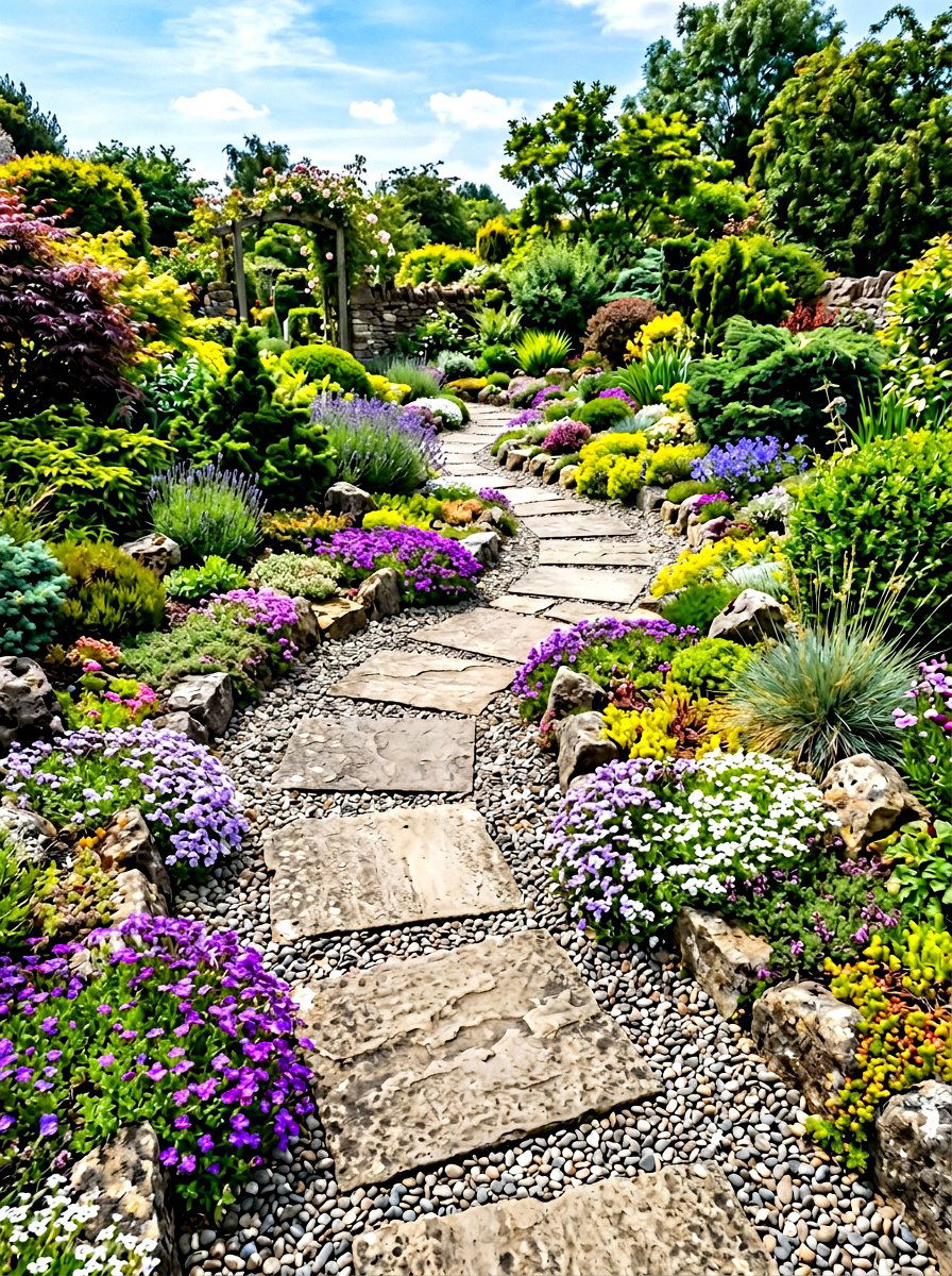 Flagstone Path Rock Garden - 30 rock garden ideas