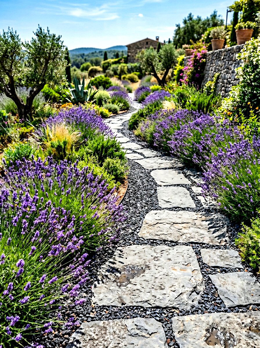 Flagstone Path Swale - 30 swale landscaping ideas