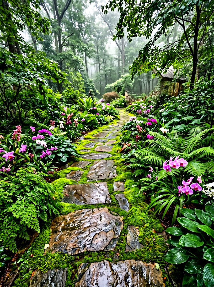 Flagstone Path With Moss - 30 greenhouse walkway ideas