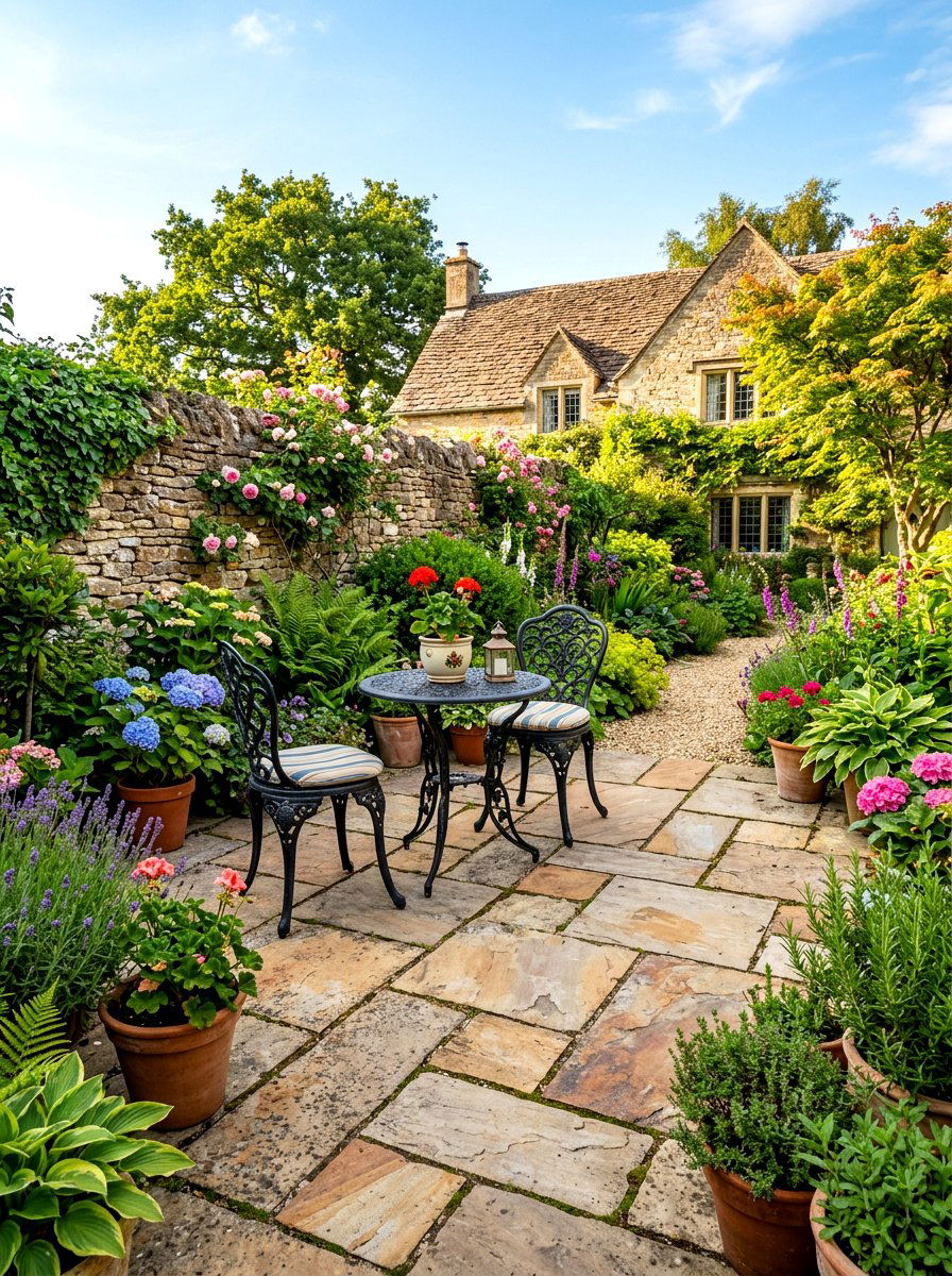 Flagstone Patio - 30 drought friendly backyard ideas