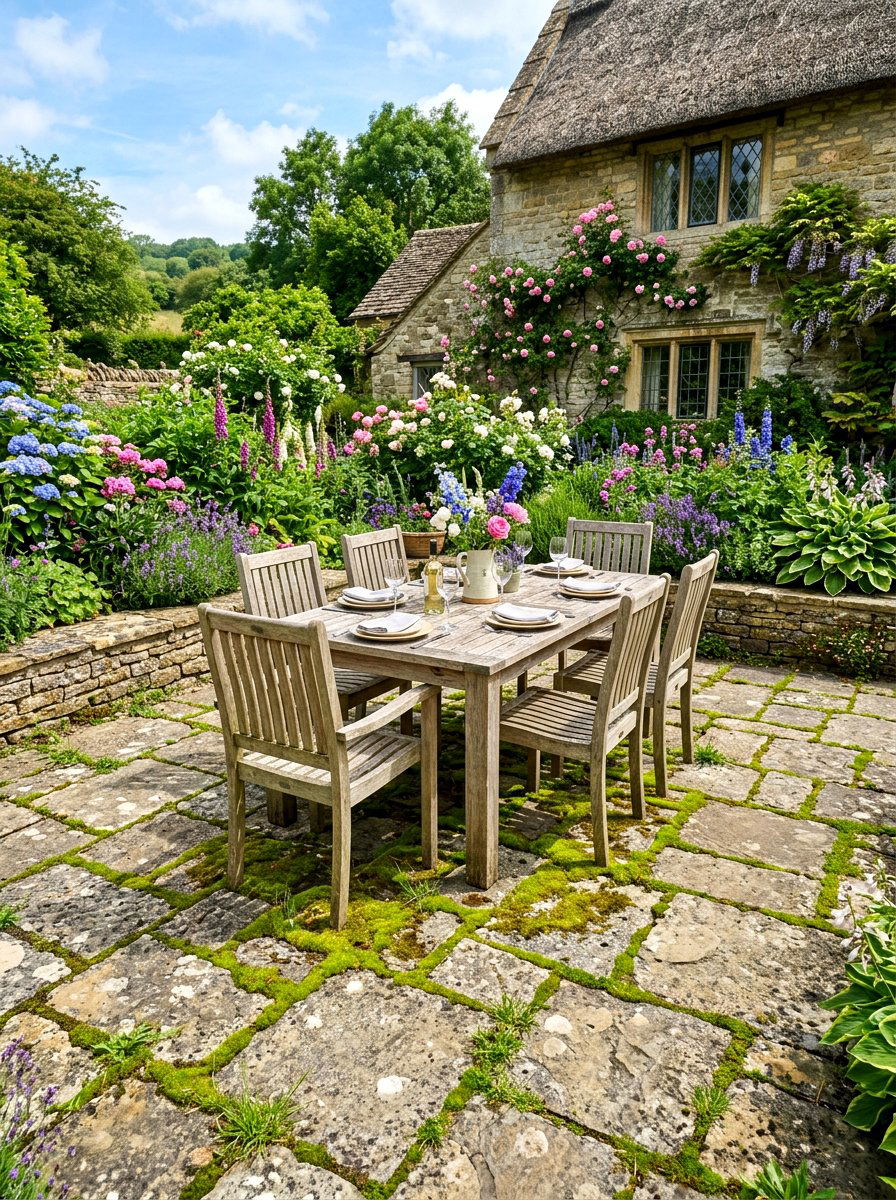 Flagstone Patio - 30 stone courtyard patio ideas