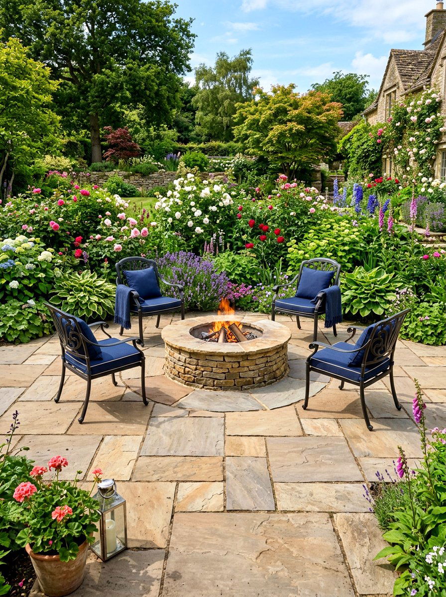 Flagstone Patio Fire Pit - 30 backyard retreat fire pit ideas