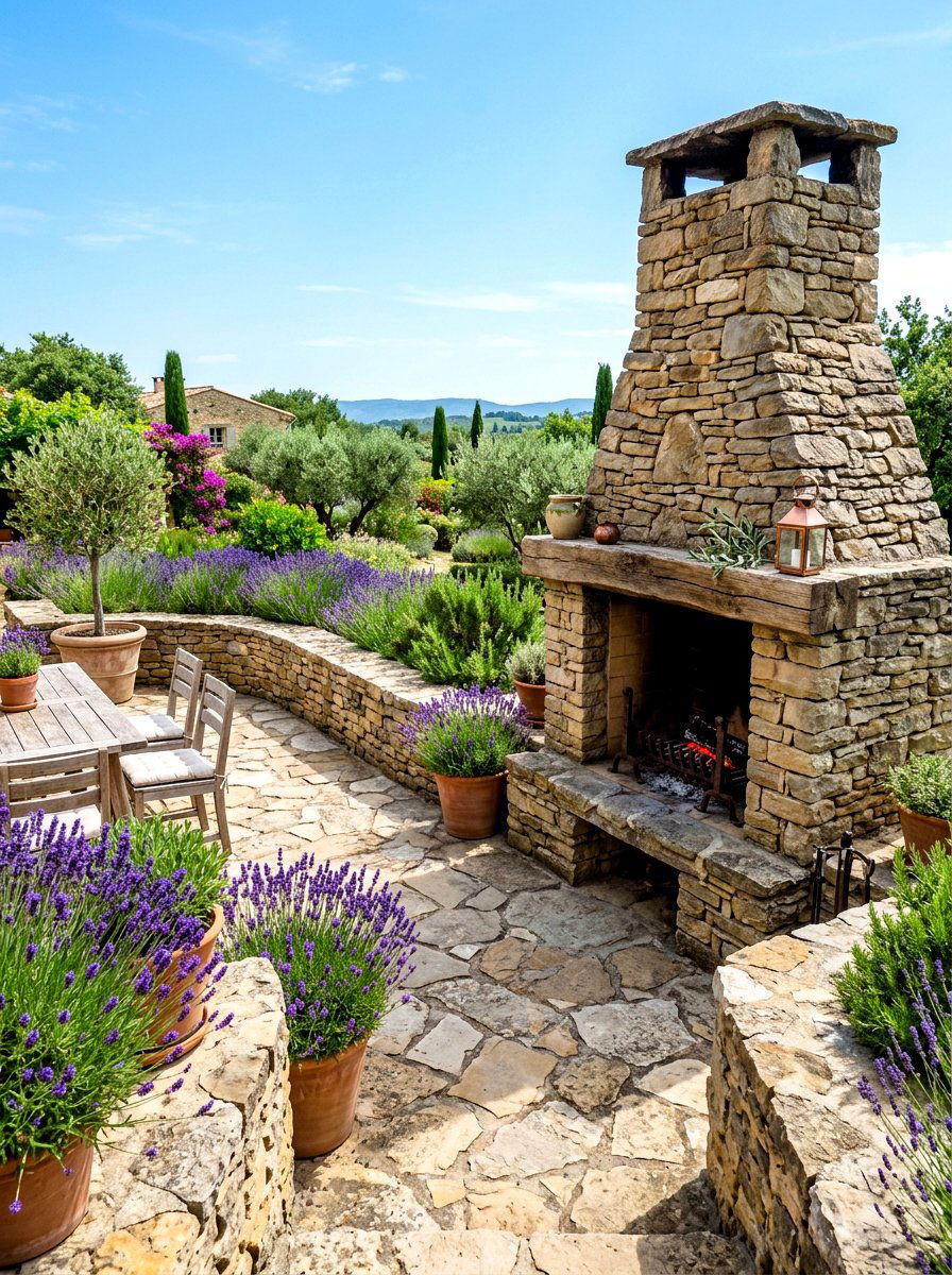 Flagstone Patio Fireplace - 30 stone outdoor fireplace ideas