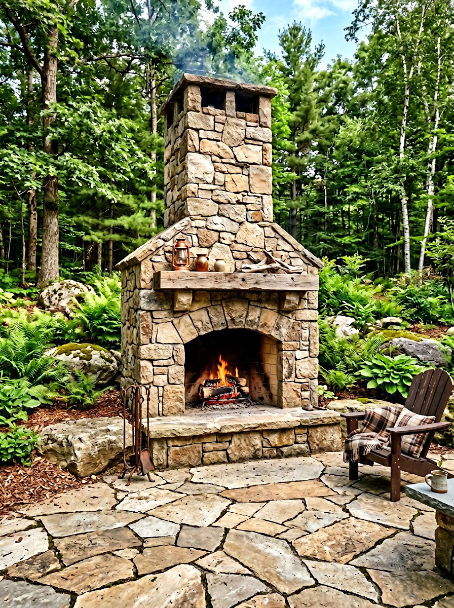 Flagstone Patio Fireplace - 30 patio fireplace ideas