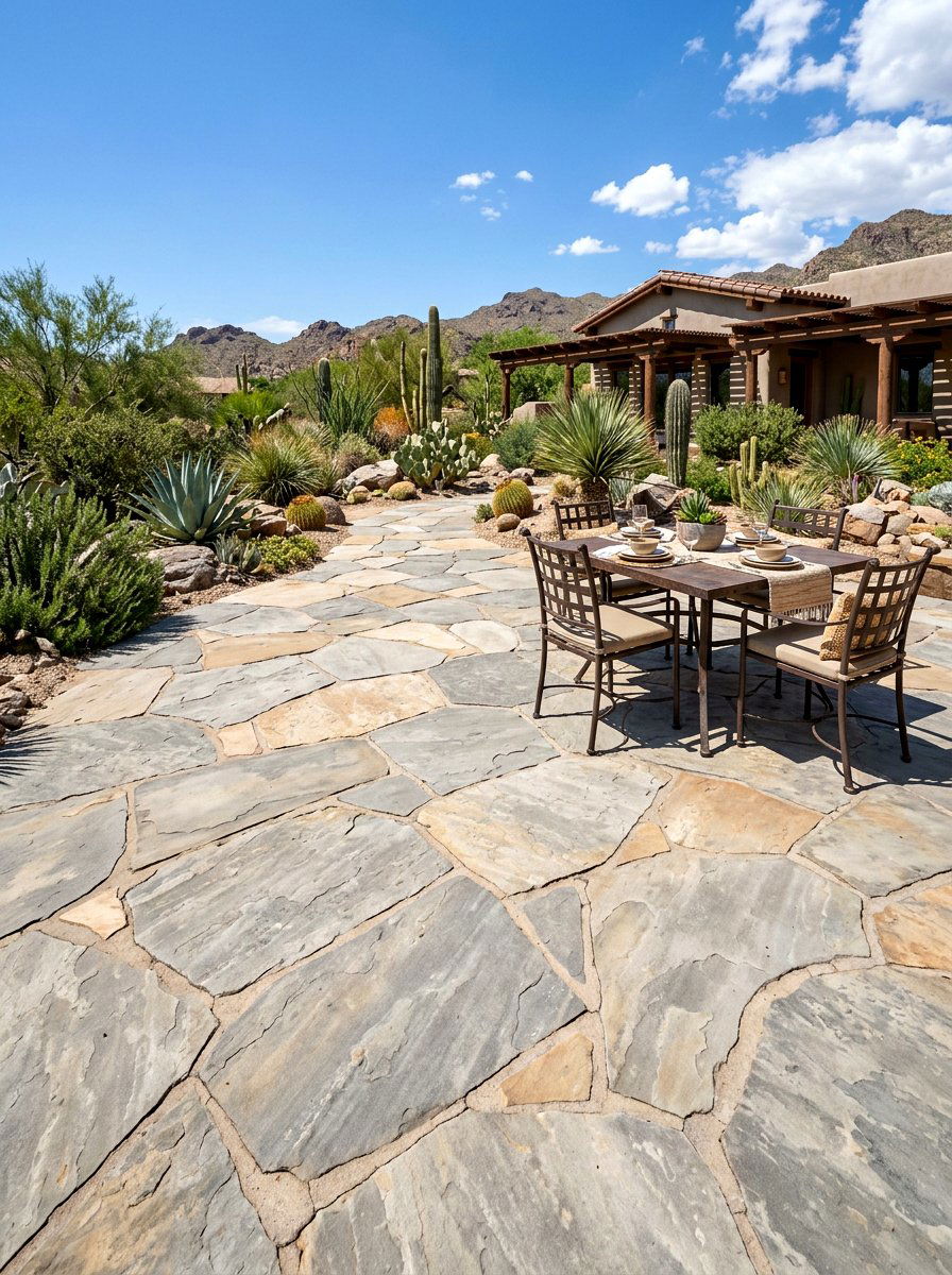 Flagstone Patio Floor - 30 southwestern backyard ideas