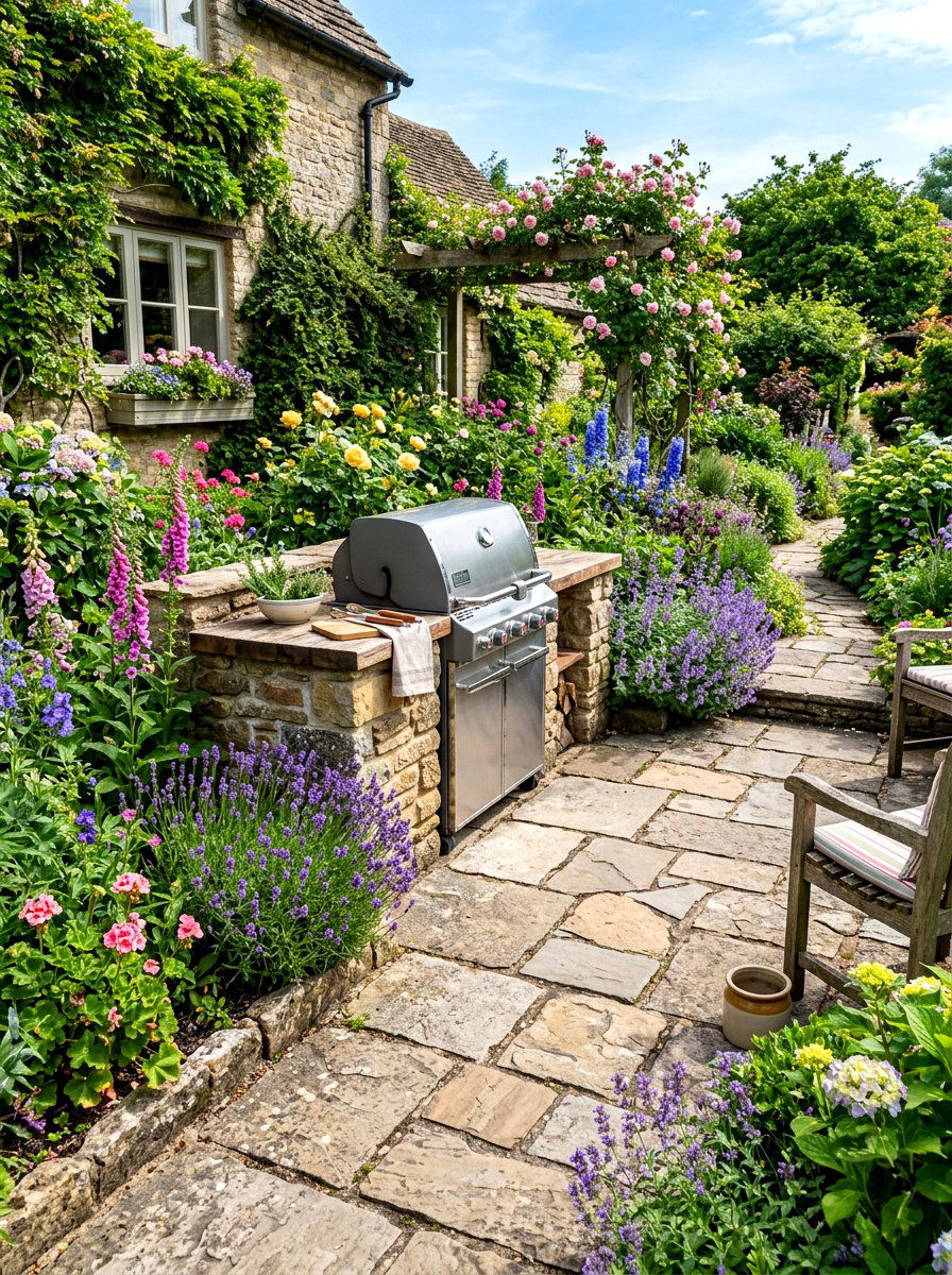 Flagstone Patio Grill Station - 30 grill patio layout ideas