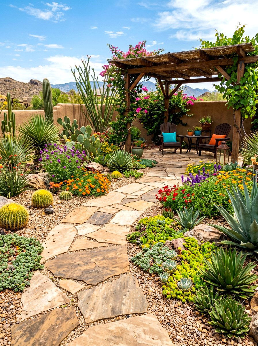 Flagstone Patio Path - 30 desert patio ideas