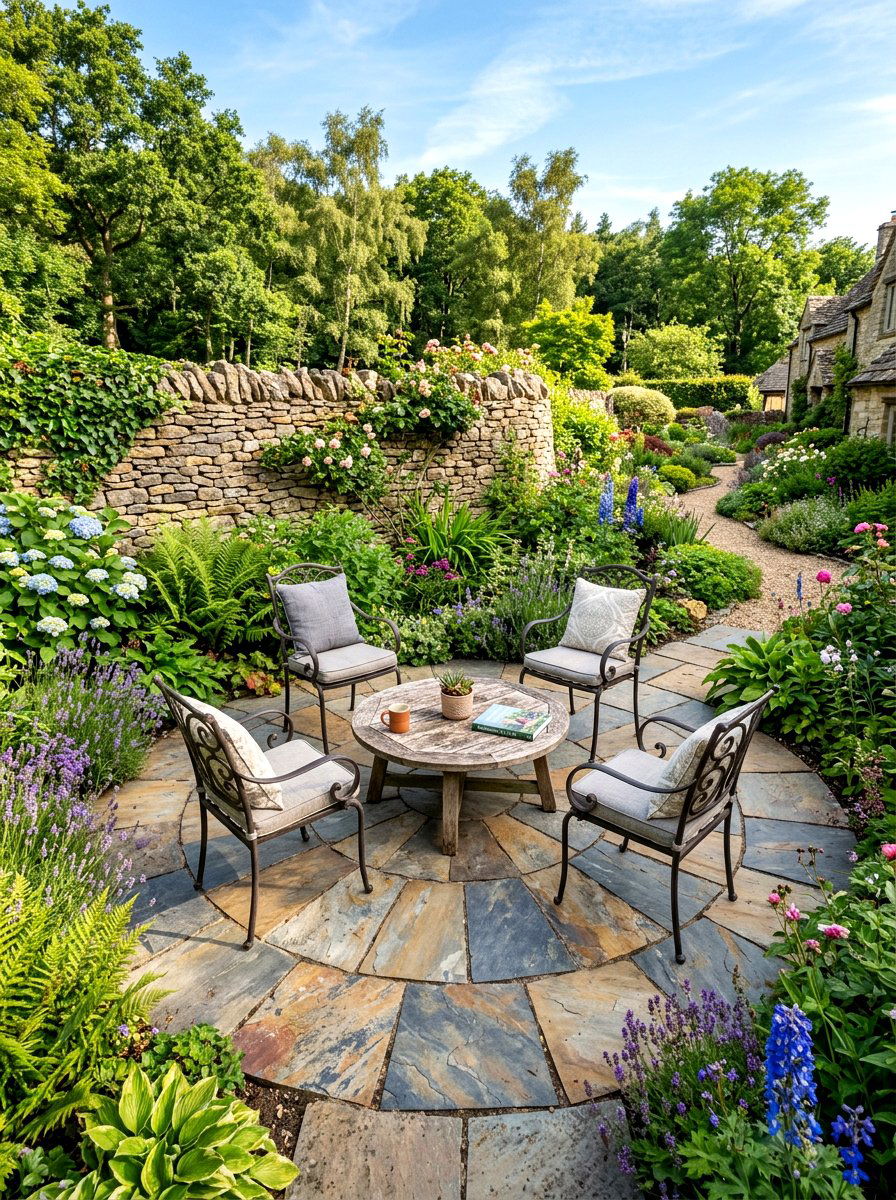 Flagstone Patio Seating - 30 backyard seating circle ideas