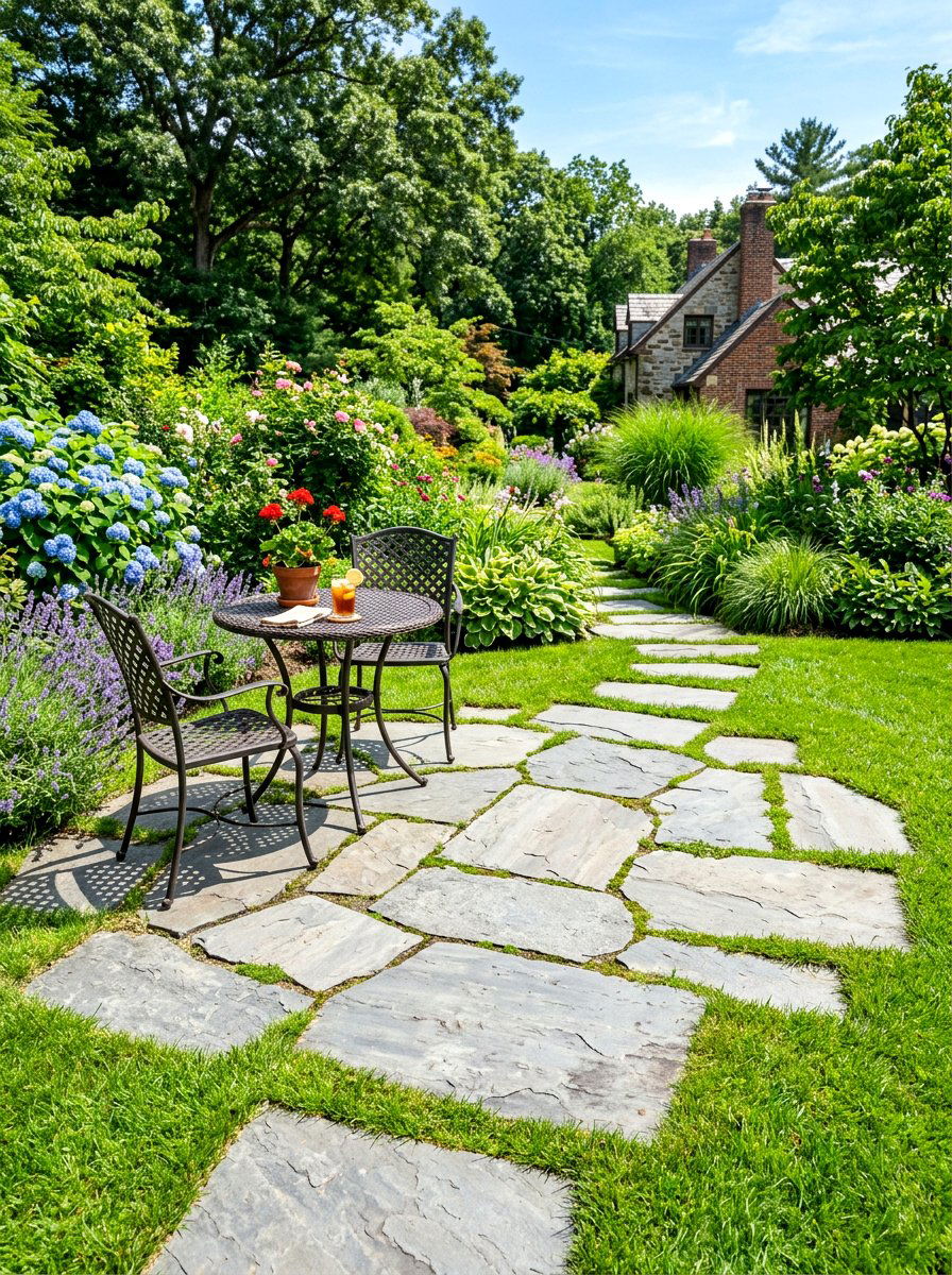 Flagstone Patio Space - 30 cottage exterior ideas