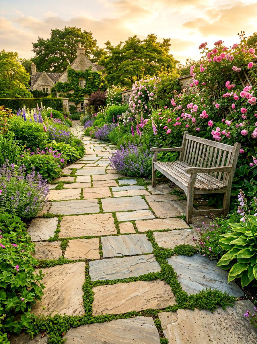 Flagstone Patio Walkway - 30 backyard patio ideas
