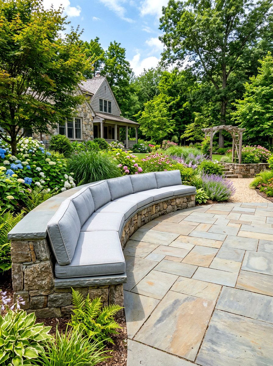 Flagstone Patio With Built In Bench - 30 flagstone patio ideas
