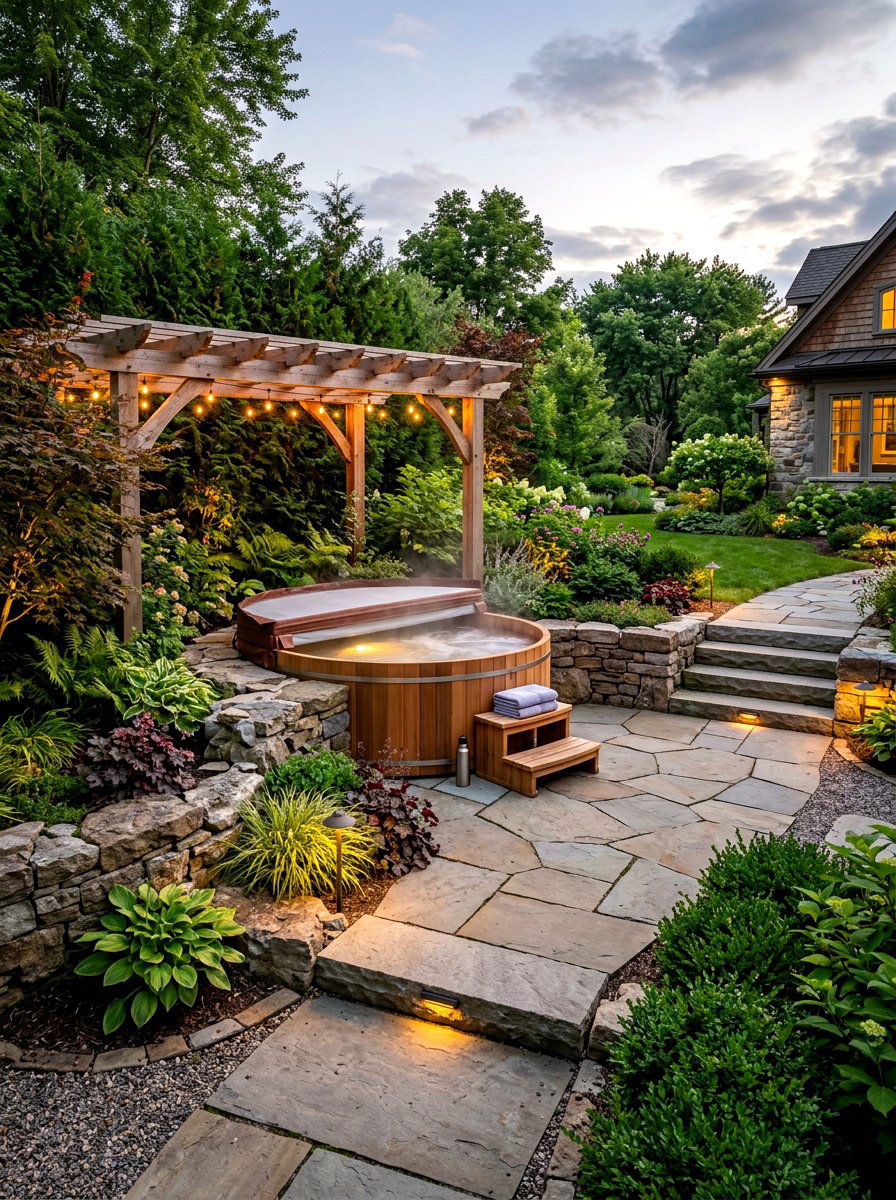 Flagstone Patio With Hot Tub - 30 flagstone patio ideas