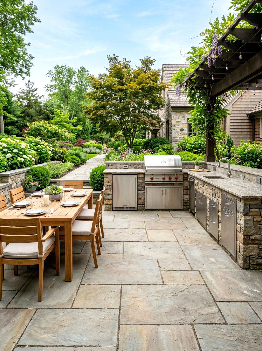 Flagstone Patio With Outdoor Kitchen - 30 flagstone patio ideas
