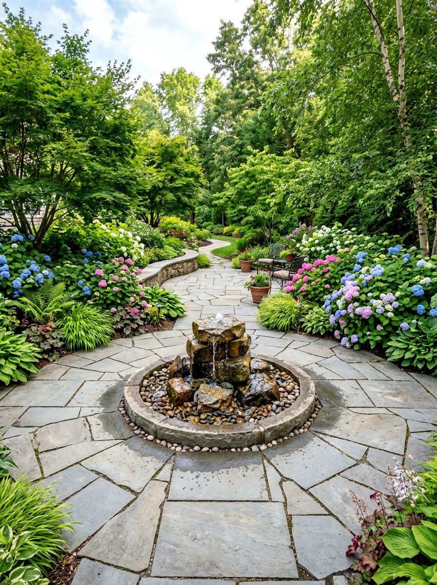 Flagstone Patio With Water Feature - 30 flagstone patio ideas