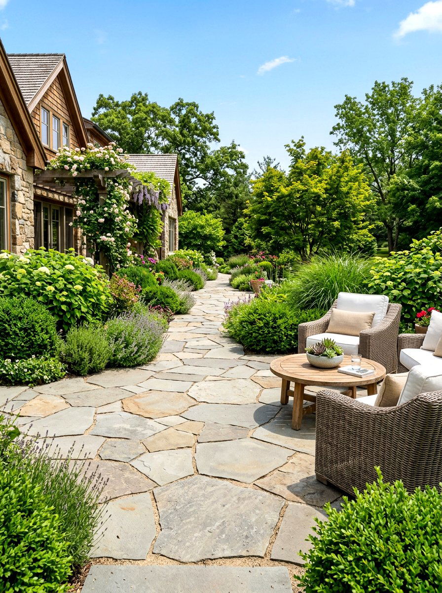 Flagstone Patio - 30 backyard landscaping ideas