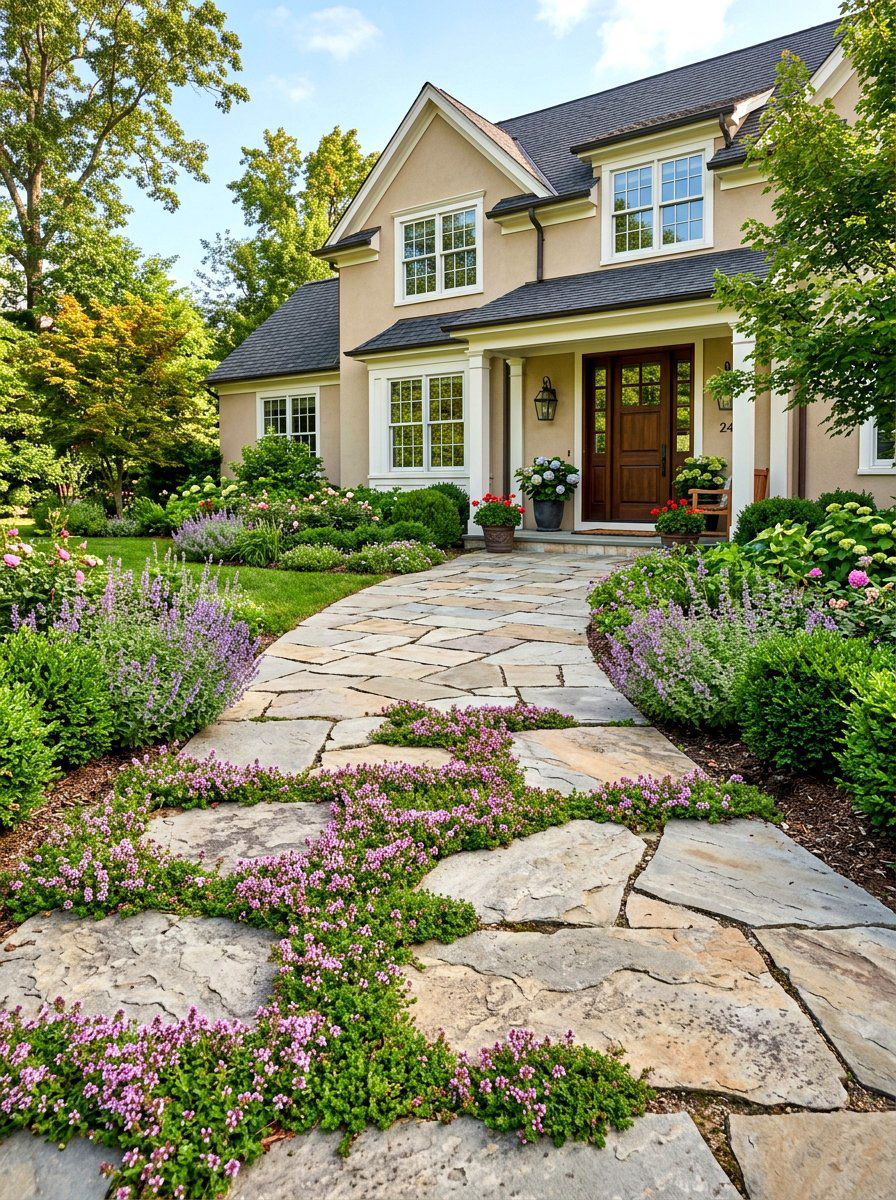 Flagstone Pavers - 30 front lawn alternative ideas
