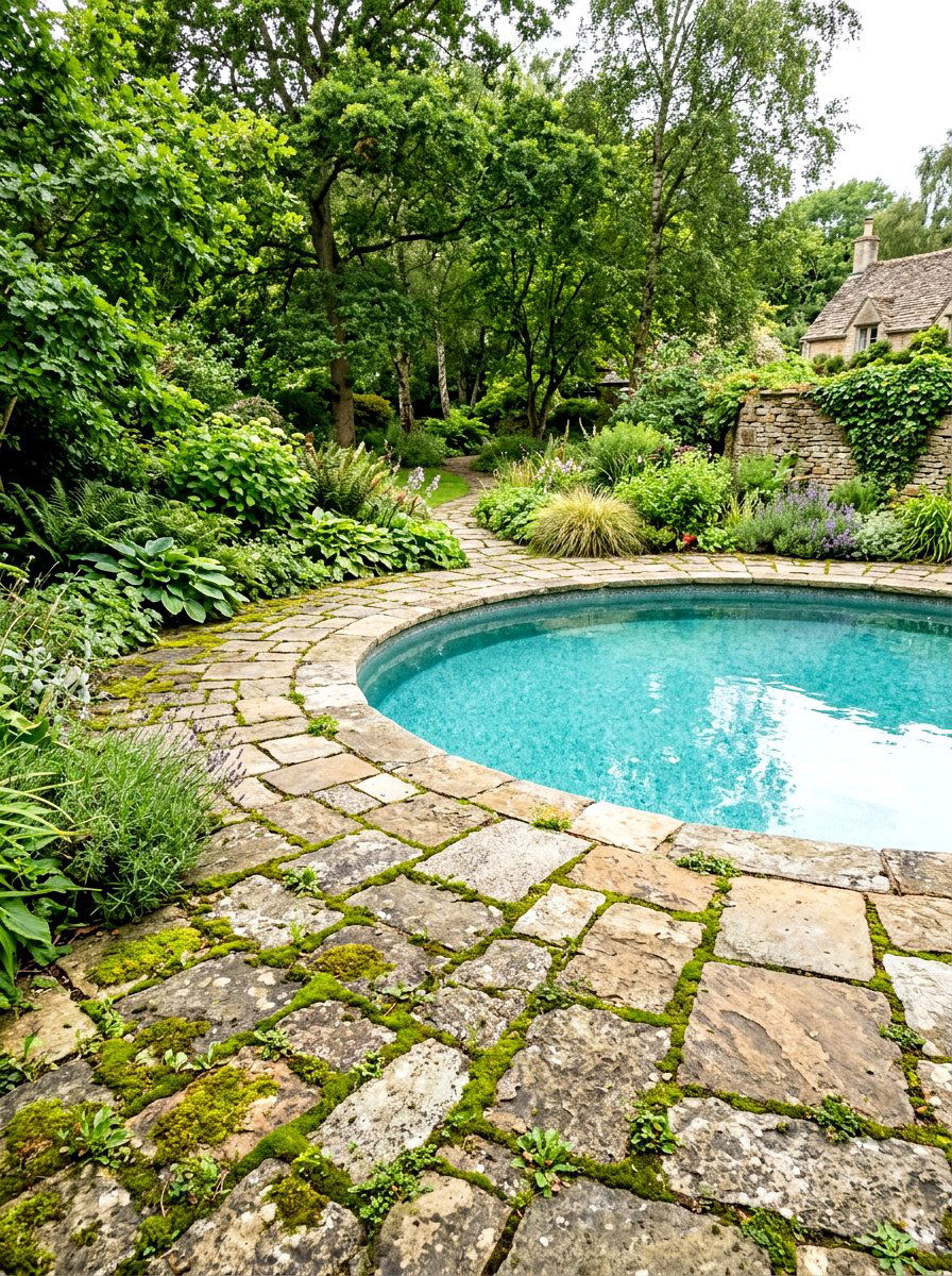 Flagstone Pool Surround - 30 stock tank pool deck ideas