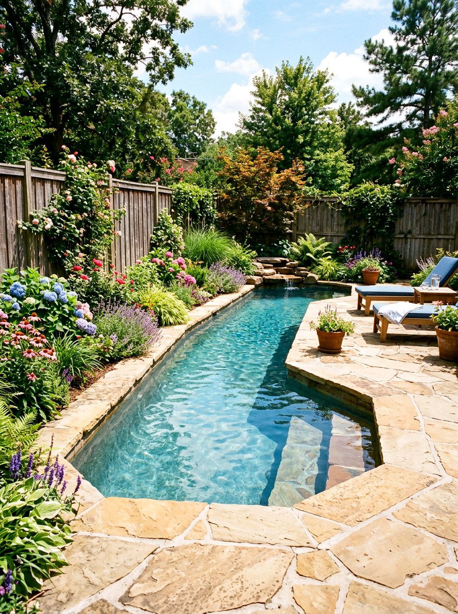 Flagstone Pool - 30 narrow pool ideas