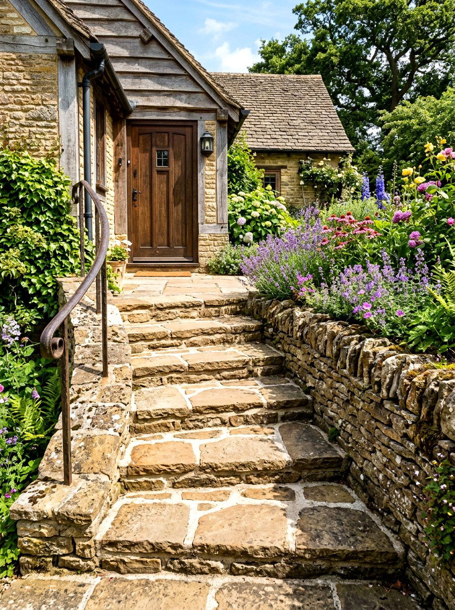 Flagstone Porch Stairs - 30 stone front steps ideas