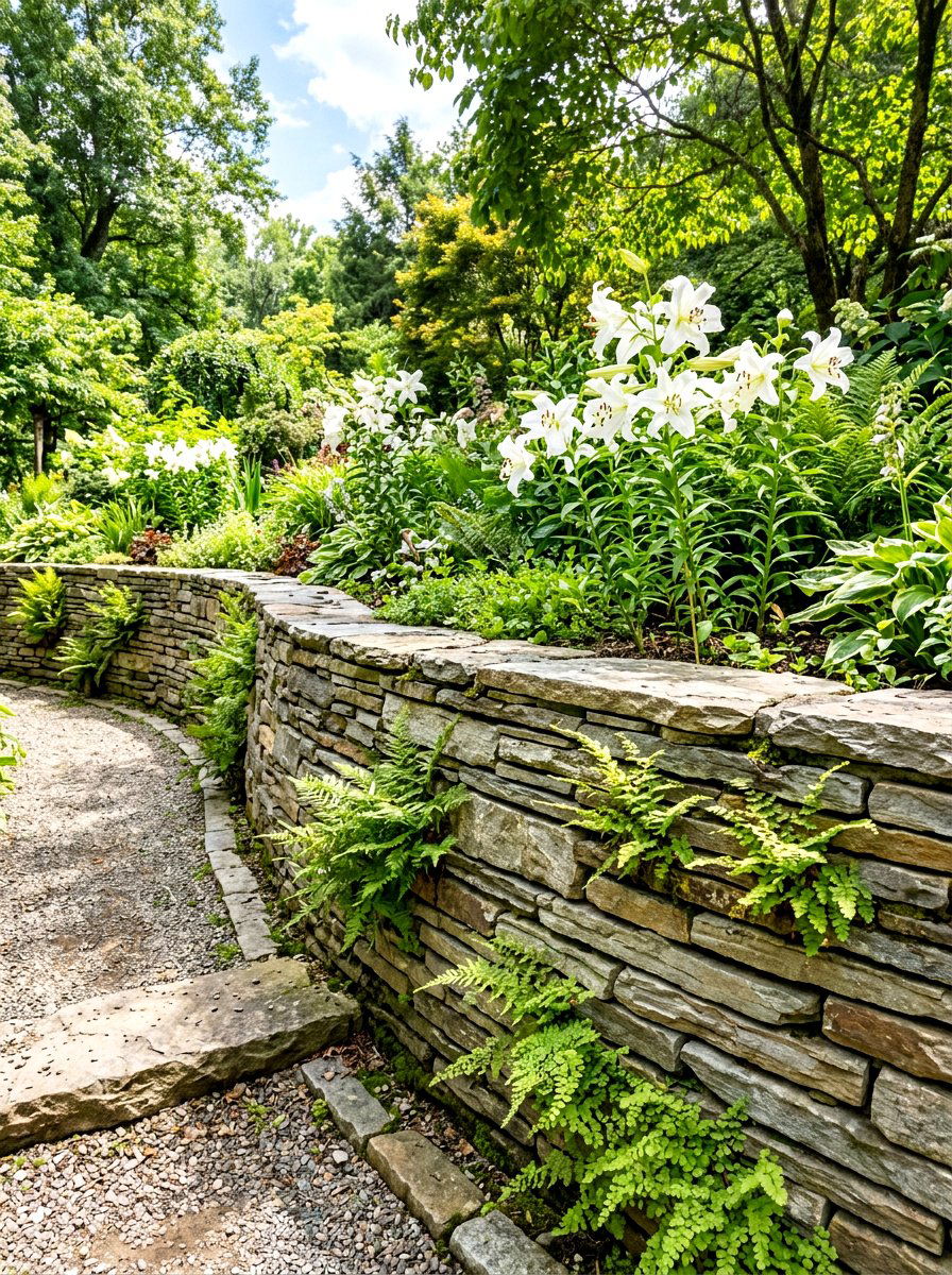 Flagstone Retaining Wall - 30 retaining wall flower bed ideas