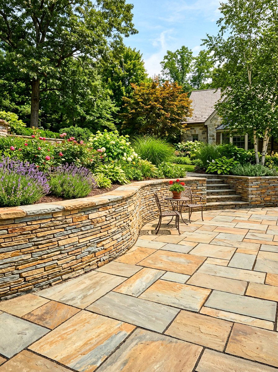Flagstone Retaining Wall - 30 garden retaining wall ideas