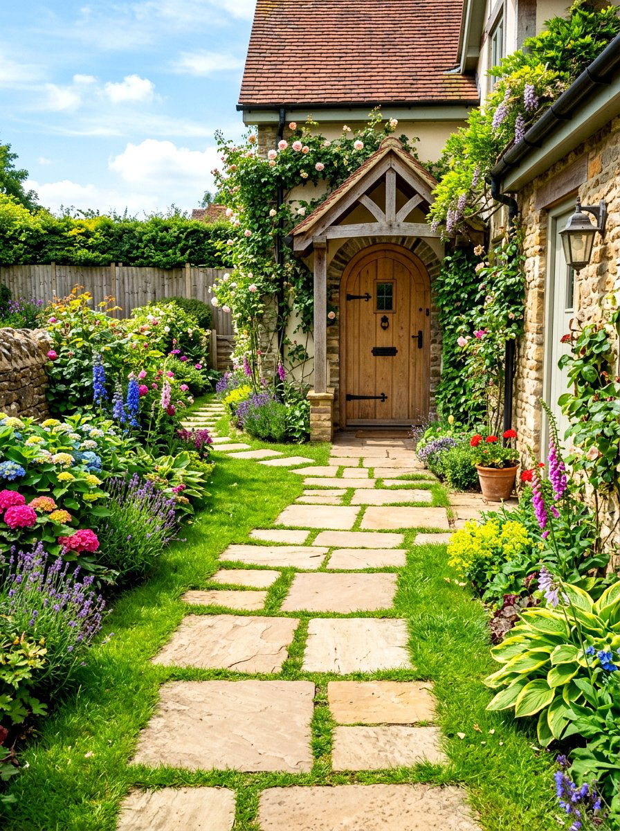 Flagstone Side Path - 30 side entrance ideas