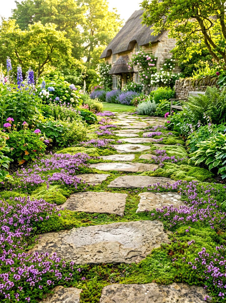 Flagstone Stepping Stones - 30 side yard landscaping ideas
