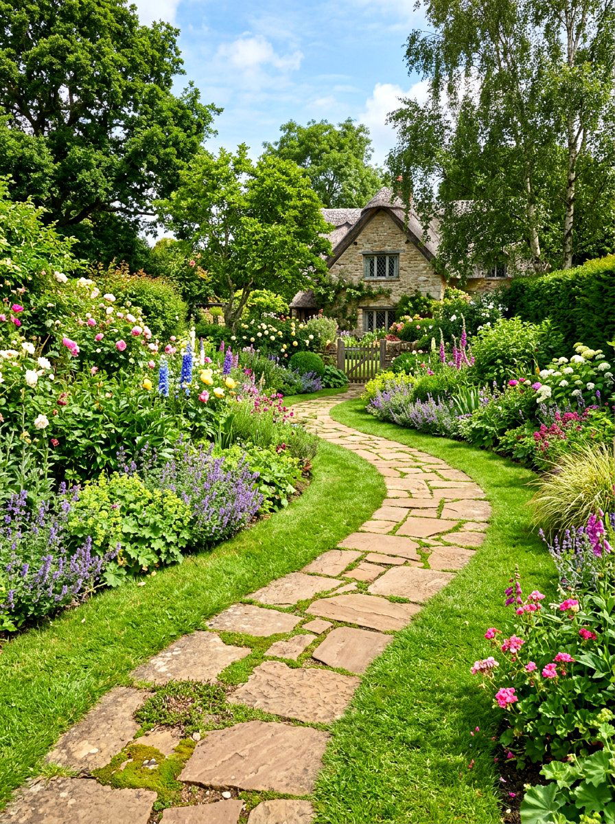 Flagstone Walkway - 30 stepping path backyard ideas