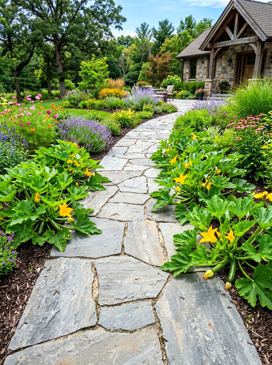Flagstone Walkway - 30 vegetable garden path ideas