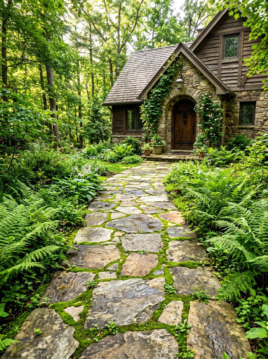 Flagstone Walkway - 30 house entrance landscaping ideas