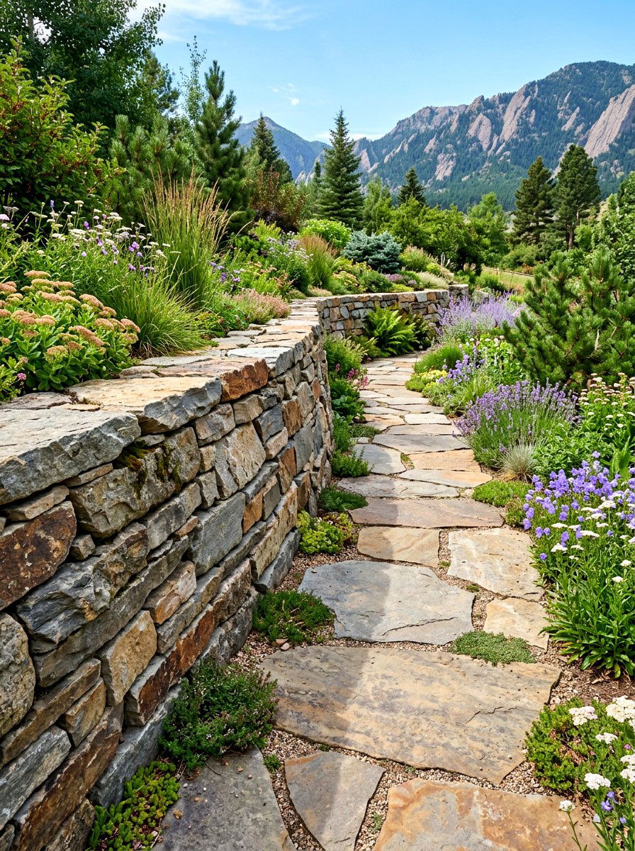 Flagstone Wall - 30 garden wall ideas