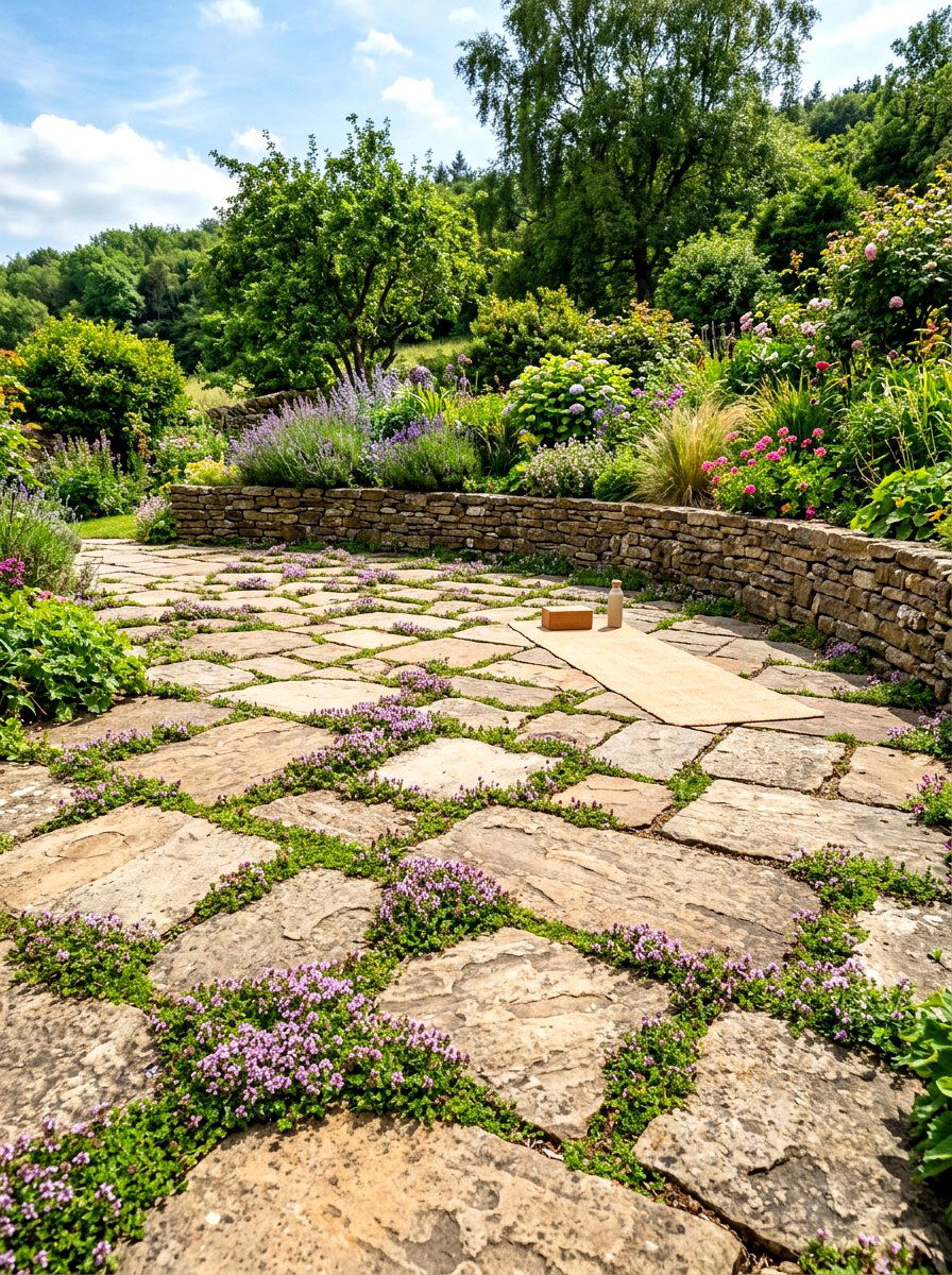 Flagstone Yoga Patio - 30 backyard yoga deck ideas