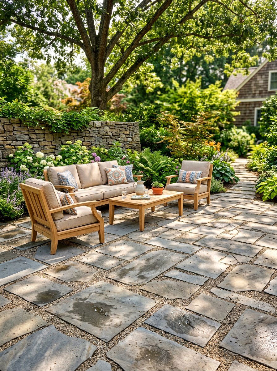 Flagstone and DG patio - 30 decomposed granite front yard ideas