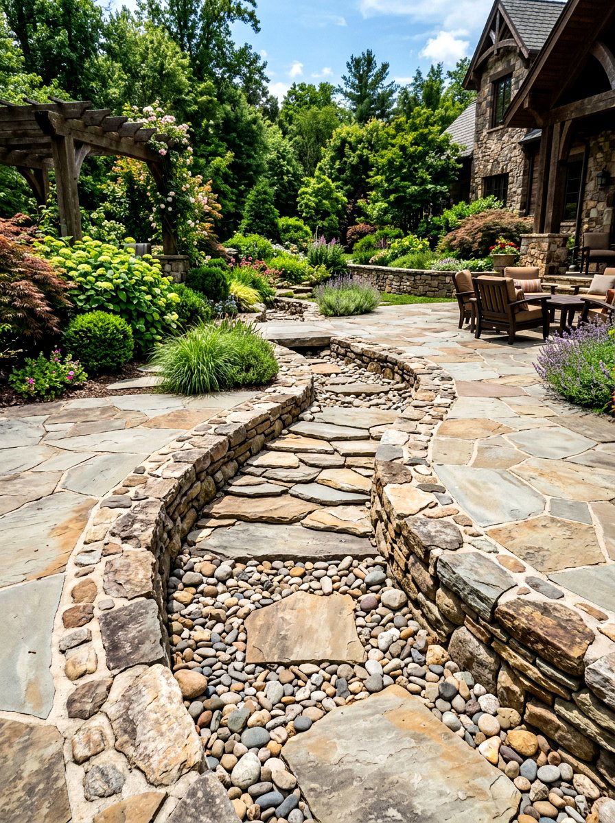 Flagstone dry creek bed - 30 dry creek bed ideas
